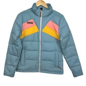 Obermeyer‎ Teen Ember Down Ski Jacket Youth XL Retro Colorblock Aspen Puffer